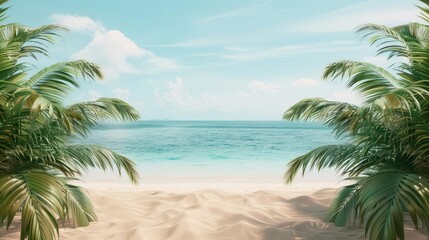 Obraz premium Step into a cyber paradise of summer delights, where the virtual world becomes a playground of sunsoaked adventures, leaving space for your message with copy space