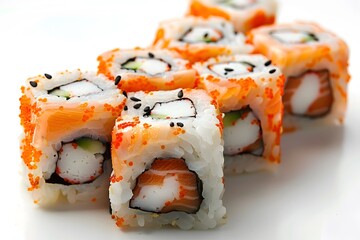 Delicious California Rolls with Crab, Avocado, and Tobiko