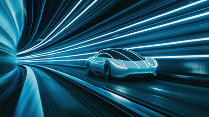 Fototapeta premium Unleash the potential of cybernetic transport systems, where automation and innovation redefine our journeys, providing copy space to highlight your value proposition