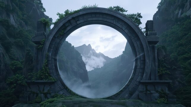 Unleash the possibilities of a teleport gate in the digital realm, offering instant access to uncharted destinations, with copy space for your message to transport and inspire