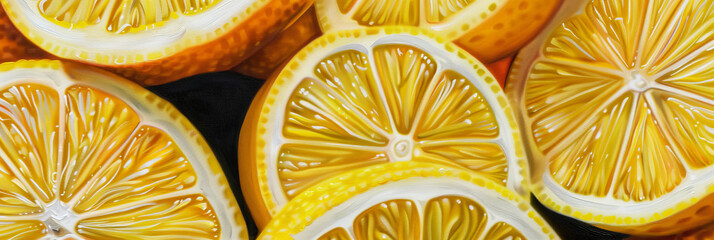 CloseUp view of Fresh Juicy Yellow Lemons showcasing vibrant colors and rich textures