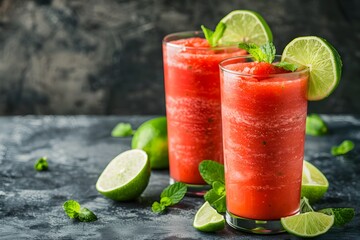Refreshing Watermelon Slushies with Lime and Mint