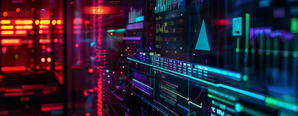 Fototapeta premium Digital background ideal for technological operations, neural networks, AI, data transmission and encryption, digital archives, audio and visual representations, scientific research 