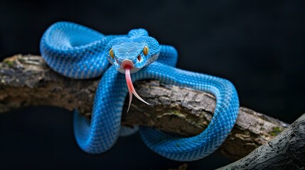 Obraz premium Blue snake, Trimeresurus insularis snake