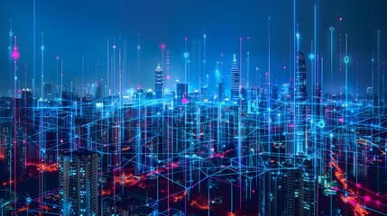 Networking, collaboration, big city, city of the future, cyber security