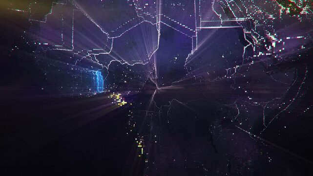 Digital Pixel Art Earth Night from Space Rotate and Zoom Shining Country Togo