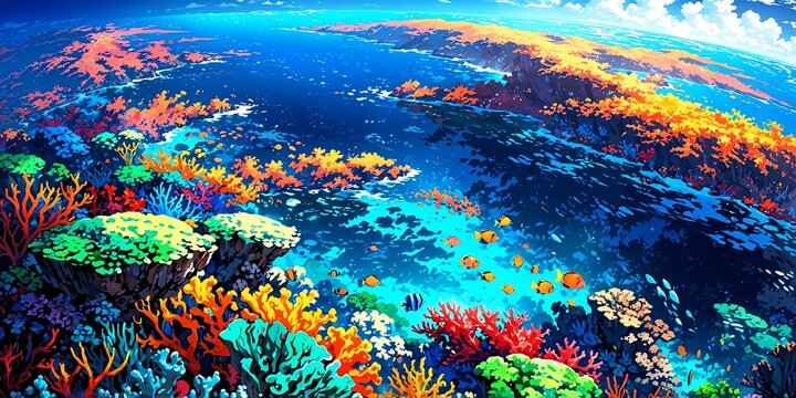 great barrier reef australia anime style stunning aest background