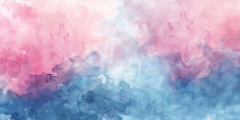 Fototapeta premium Pink and blue watercolor abstract background. Concept of artistic creativity, colorful design, painting, decorative art. Copy space. Banner