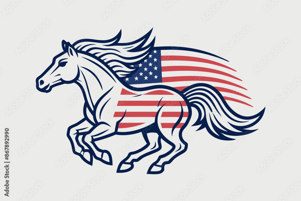 Poster 4th july horse vector illustration