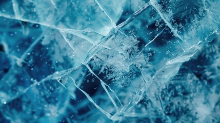 Fractured blue ice with dust scratches