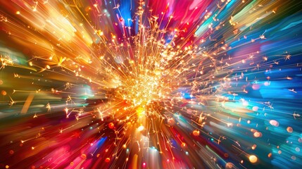 Obraz premium Explosive burst of bright colors resembling a fireworks display.