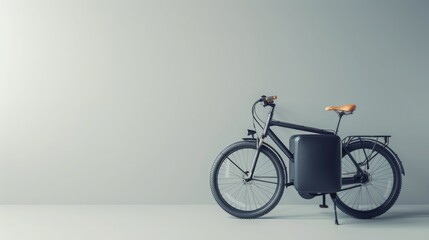 Naklejka premium Eco-friendly transportation with lithium-ion cell pack in an electric bicycle. Lithium-ion cell pack
