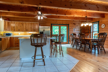 Staged Log Home Interior Photography