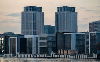 Naklejka premium modern high-rise multi-storey business class building, residential complex