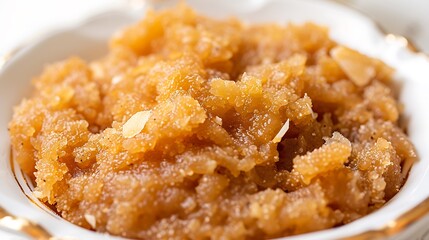 Soft fluffy sohan halwa with a rich buttery flavor on a white background