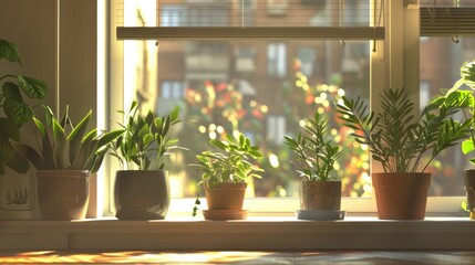 Urban Apartment s Window Sill Potted Plants