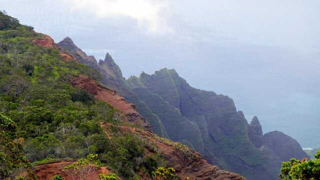 Scenic Beauty: At Kalalau Lookout of the Napali Coast in Kauai, Hawaii