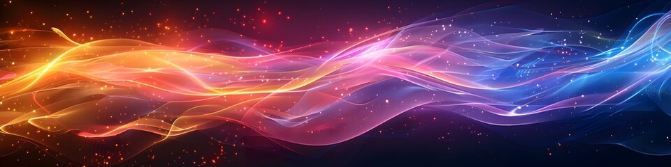 Fototapeta premium Futuristic abstract background with colorful glowing lines forming shapes