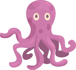 Cartoon octopus is posing underwater with its tentacles outstretched