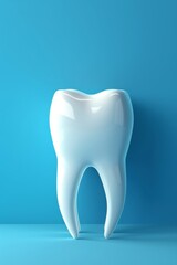 Snow white healthy tooth symbolizing dentistry concept on solid background for dental care