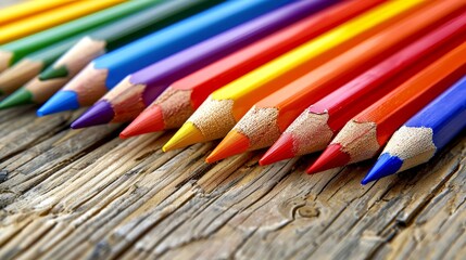 Bright rainbow pencils. Start of academic year and learning principles. Back to school