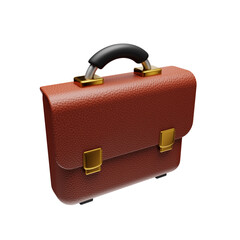 brown leather briefcase 3D icon illustration isolated PNG 