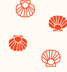 Seamless pattern featuring simple, hand-drawn seashells. Ideal for kitchen covers, fabrics, wallpapers, wrapping papers, and textiles. This design brings a touch of the seaside to any project.
