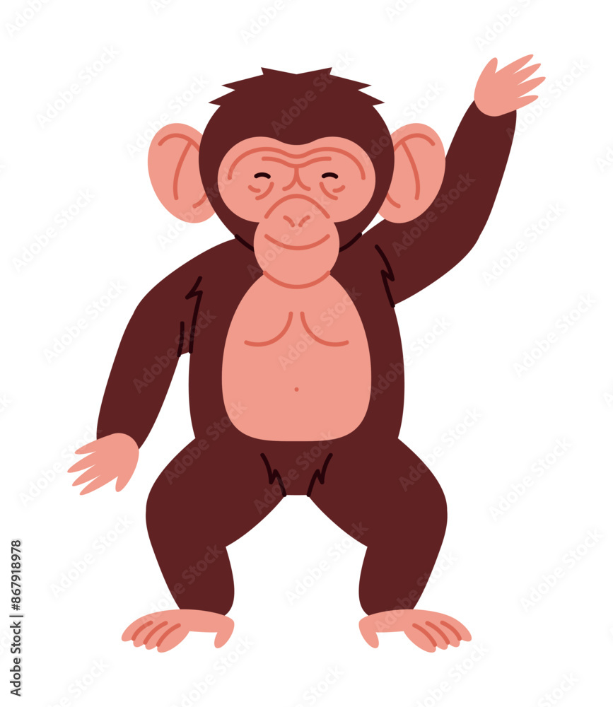 Wall mural little baby chimpanzee happy