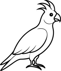 Fototapeta premium Black and white cockatoo illustration perfect for coloring books, kids' activities, and educational purposes
