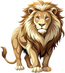 Fototapeta premium Majestic illustration of a fierce lion with a flowing mane on a white background