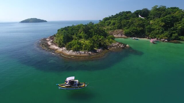 Aerial view of Ilha Comprida do Norte - Paraty, Rio de Janeiro, Brazil