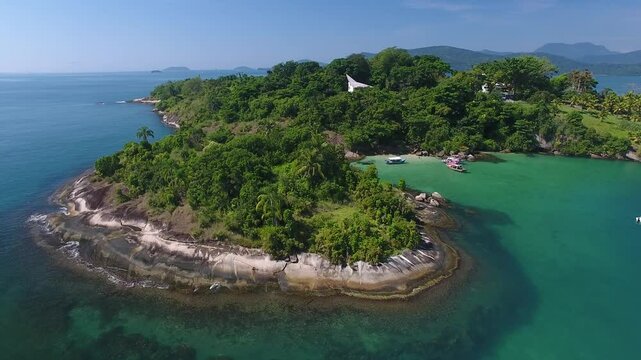 Aerial view of Ilha Comprida do Norte - Paraty, Rio de Janeiro, Brazil