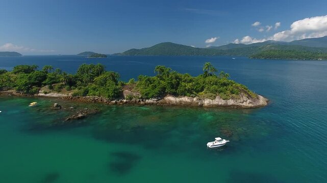 Aerial view of Long Island (Ilha Comprida), Paraty Bay - Paraty, Rio de Janeiro, Brazil