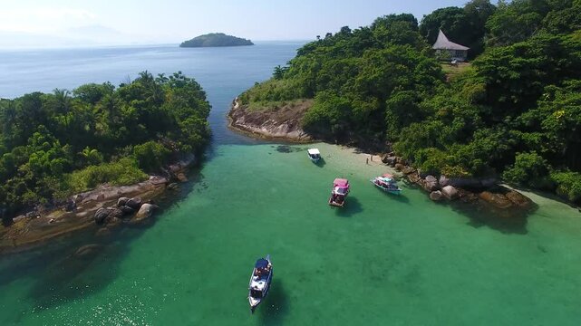 Aerial view of Ilha Comprida do Norte - Paraty, Rio de Janeiro, Brazil