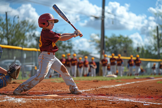 Teen Youth Baseball Batter. Teen Youth Baseball Player Batting at home plate