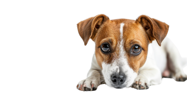 Cute small dog Jack Russell terrier on transparent background