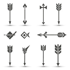 Set of twelve different arrows. Generated by AI