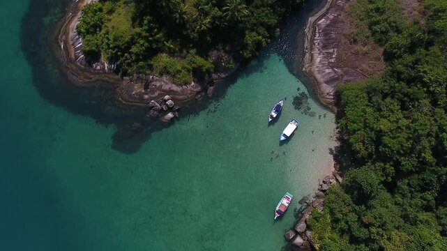Aerial view of Ilha Comprida do Norte - Paraty, Rio de Janeiro, Brazil
