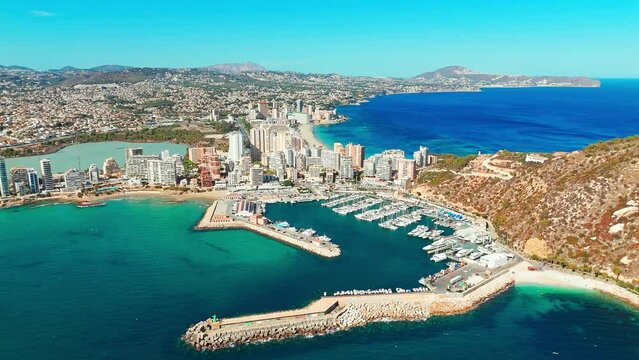 Aerial view of Calp town, province of Alicante, Spain.