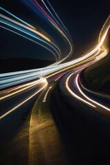 long exposure of traffic lights on a highway at night