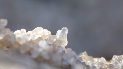 Microphotography, sand grains, close-up, texture, natural pattern, macro lens, microscopy, sunlight, close-up detail, sandy texture, beach grains.