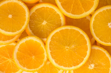 The background is orange slices