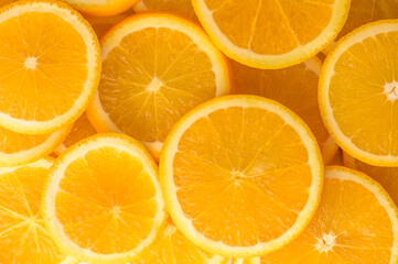 Orange fruit pattern. Healthy food background, directly above.
