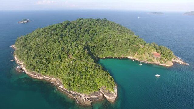 Aerial view of Cocos Island - Paraty, Rio de Janeiro, Brazil
