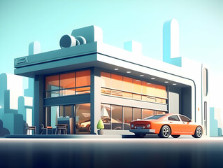 Fototapeta premium Automobile Repair Shop, Auto Vehicle Service Center, Car Service and maintenance center, Car engine diagnostics and repair