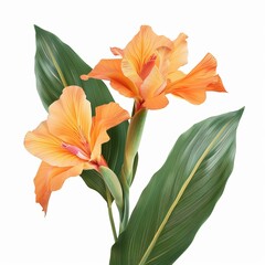 Fototapeta premium Orange Canna Lily Isolated on White Background. Beautiful Canna Lily Flower