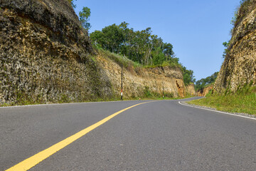 South Malang district freeway, paved road in the middle of the forest, freeway