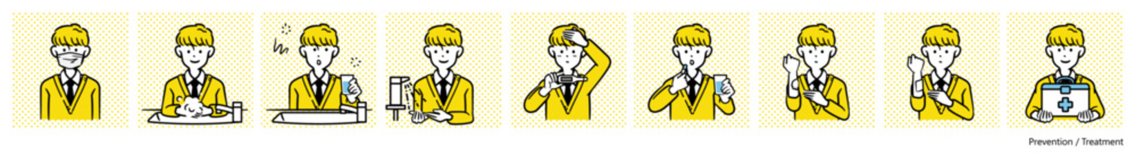 男子高生のイラスト｜体調管理