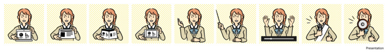 女子高生のイラスト｜プレゼンテーション