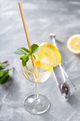 Elderflower Liqueur Cocktail with Sparkling Wine and Mint, Summer Aperitif